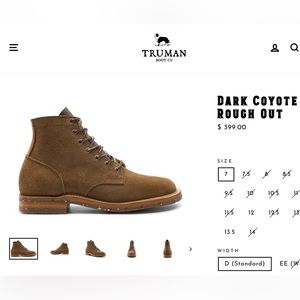 Truman boot co dark coyote rough out boot.